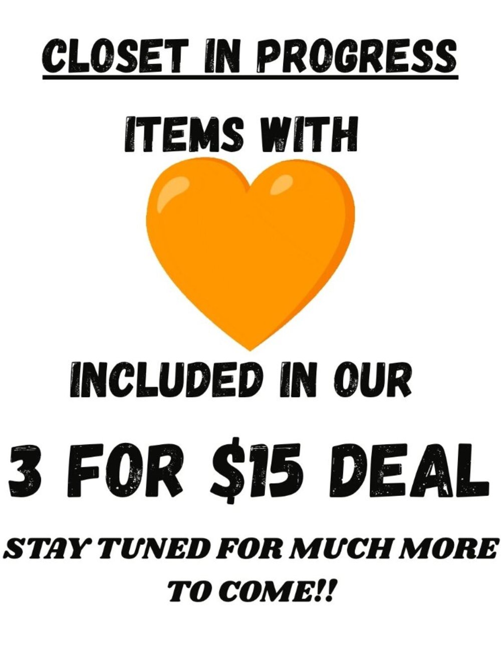 $9 for 3/$15 on most items